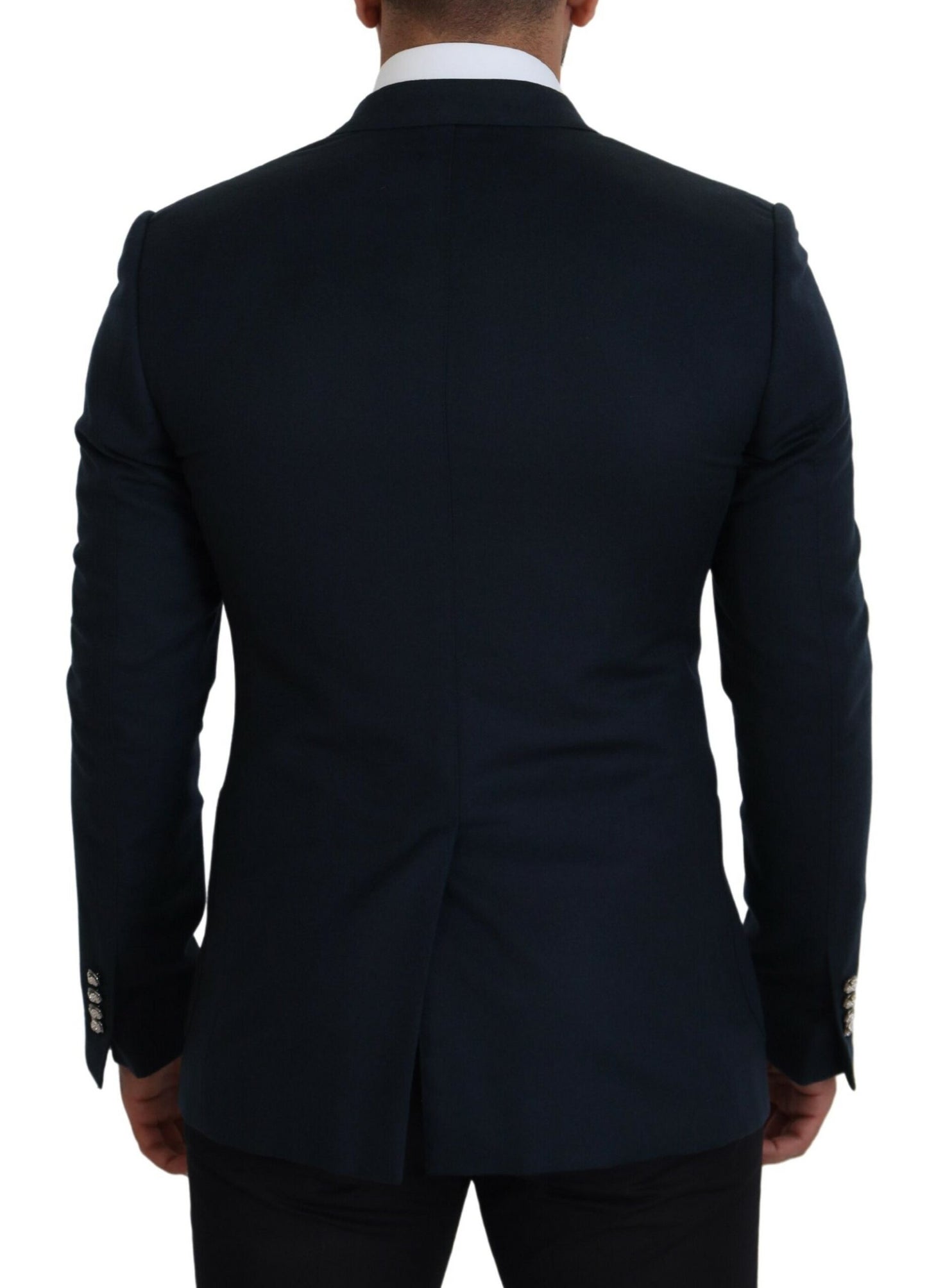 Dolce & Gabbana Elegante Blauwe Blazer van Kasjmier-Zijdemix