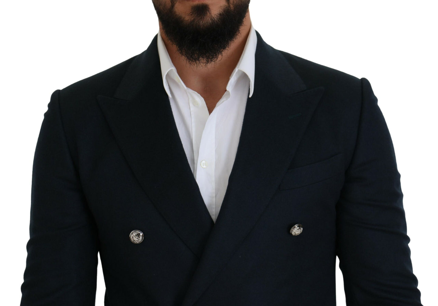 Dolce & Gabbana Elegante Blauwe Blazer van Kasjmier-Zijdemix