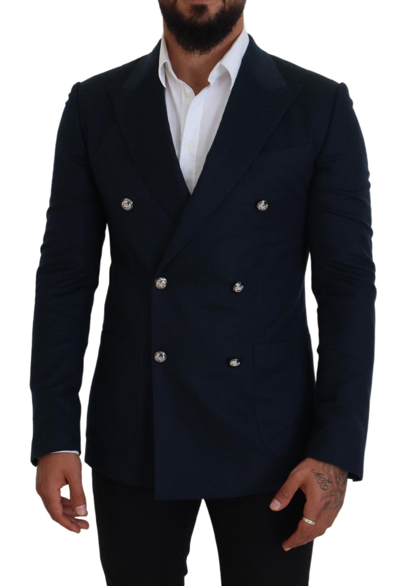 Dolce & Gabbana Elegante Blauwe Blazer van Kasjmier-Zijdemix