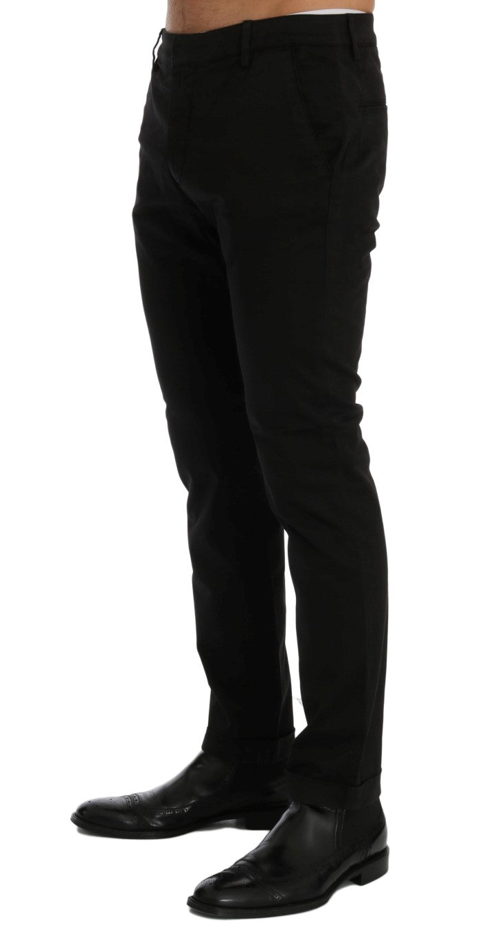 Costume National Chic Zwarte Slim Fit Katoenen Stretch Broek