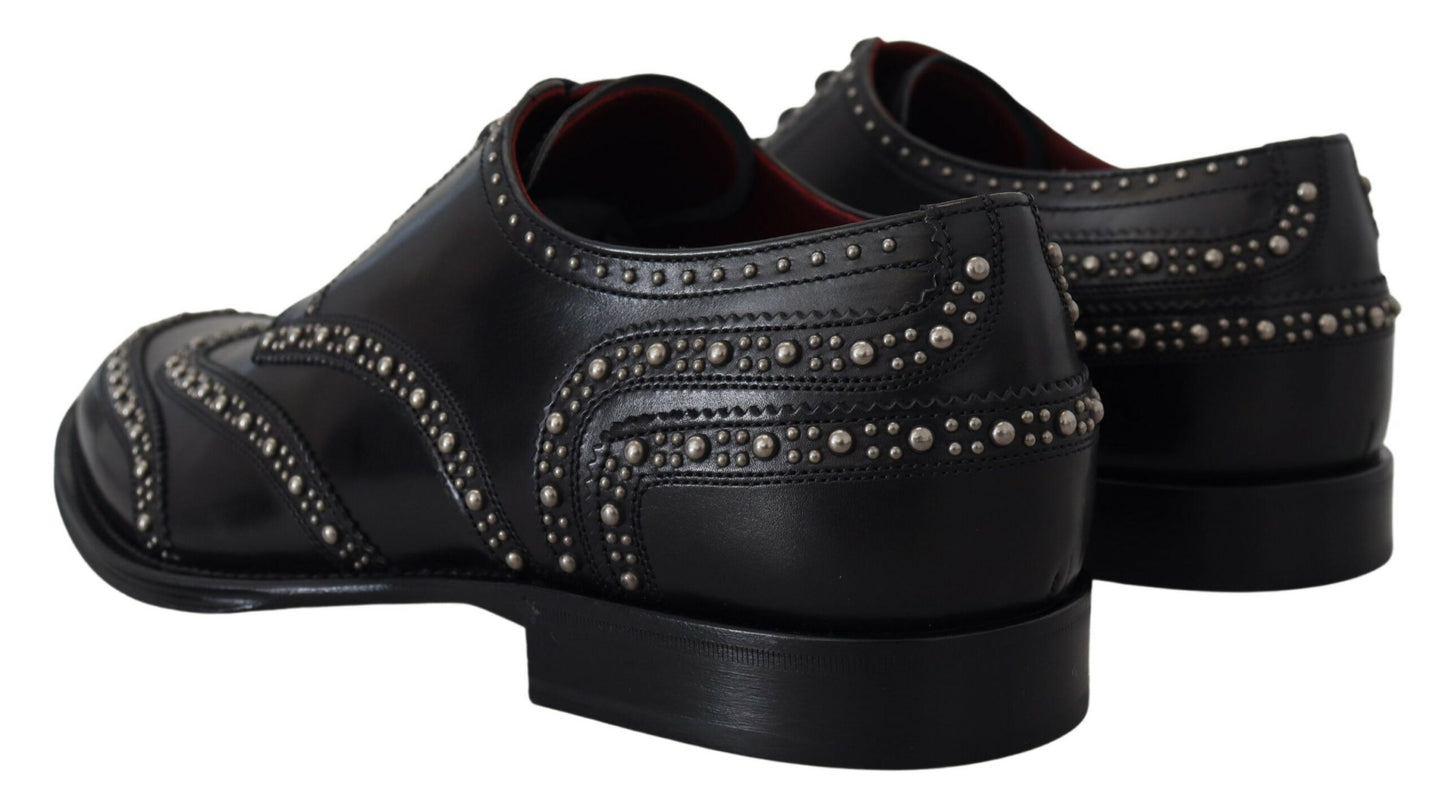 Dolce & Gabbana Elegante Zwarte Derby Schoenen Met Studs