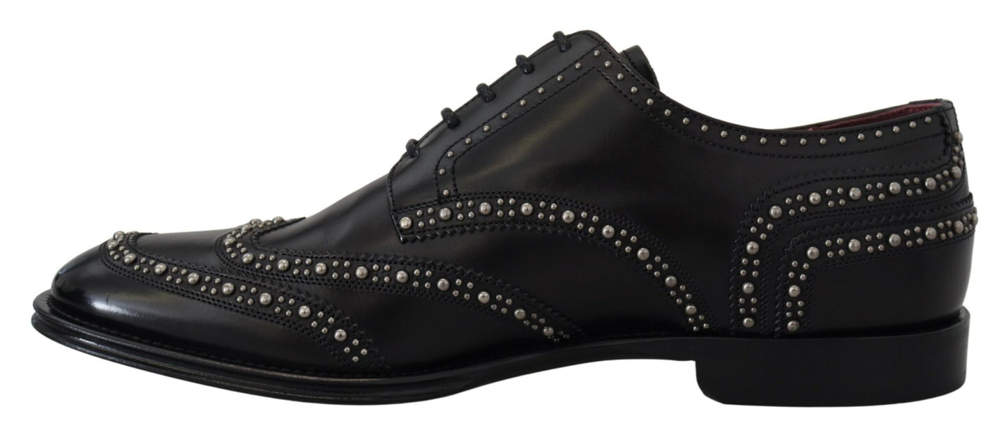 Dolce & Gabbana Elegante Zwarte Derby Schoenen Met Studs