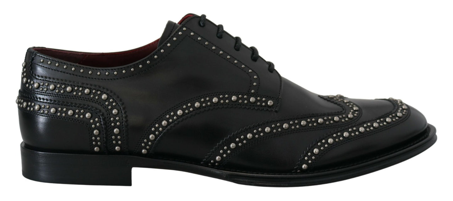 Dolce & Gabbana Elegante Zwarte Derby Schoenen Met Studs