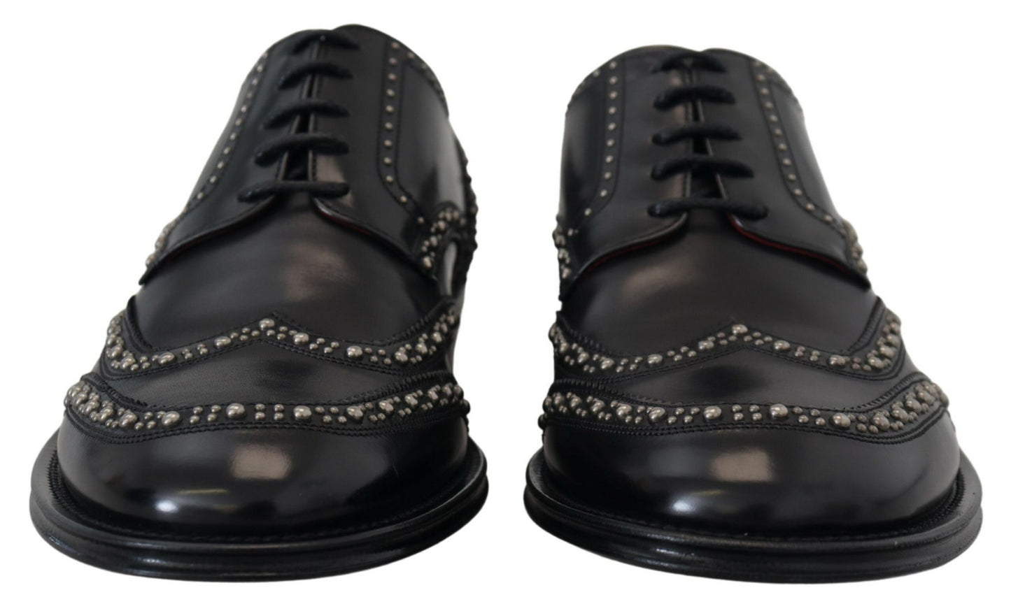 Dolce & Gabbana Elegante Zwarte Derby Schoenen Met Studs