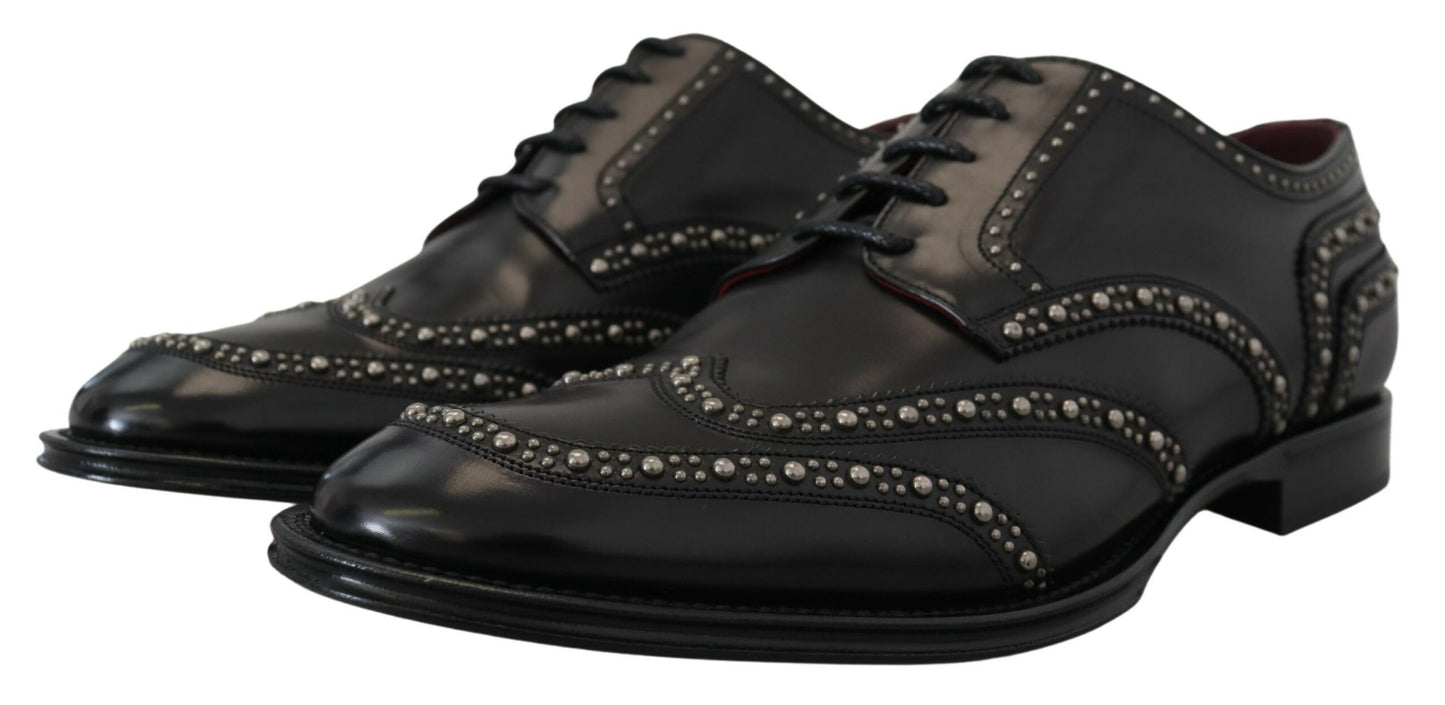 Dolce & Gabbana Elegante Zwarte Derby Schoenen Met Studs