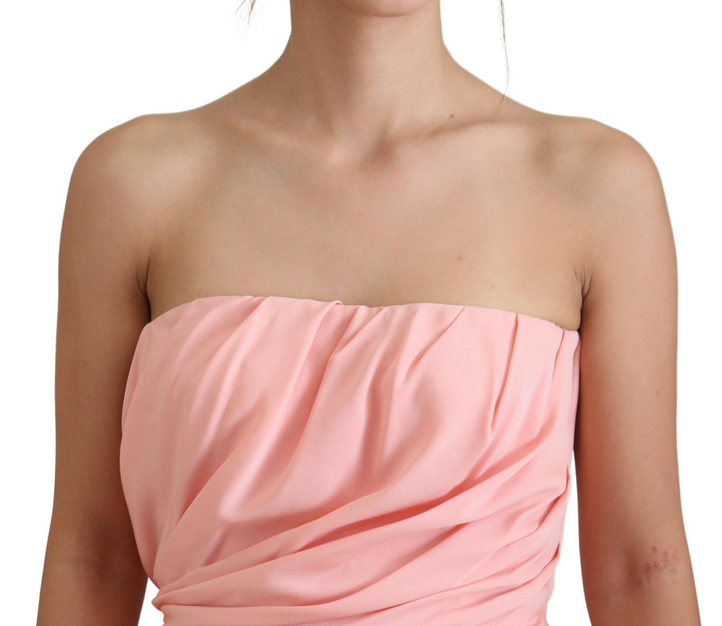 Dolce & Gabbana Elegante Roze Strapless Midi Silhouet