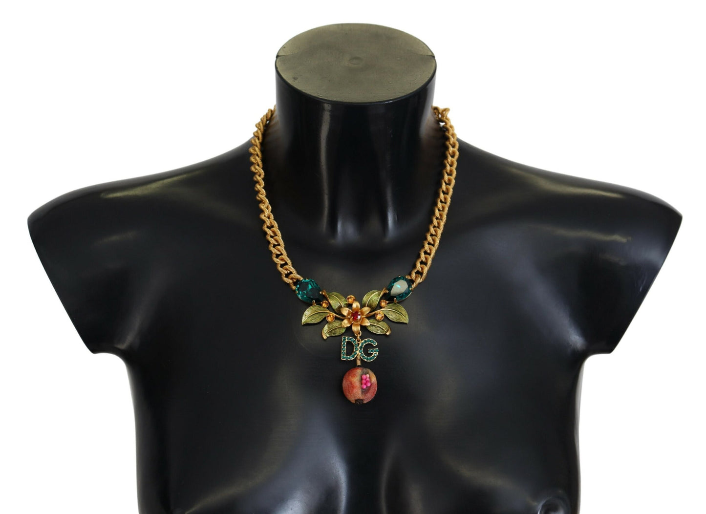 Dolce & Gabbana Elegante Goudkleurige Bloemen Fruit Ketting