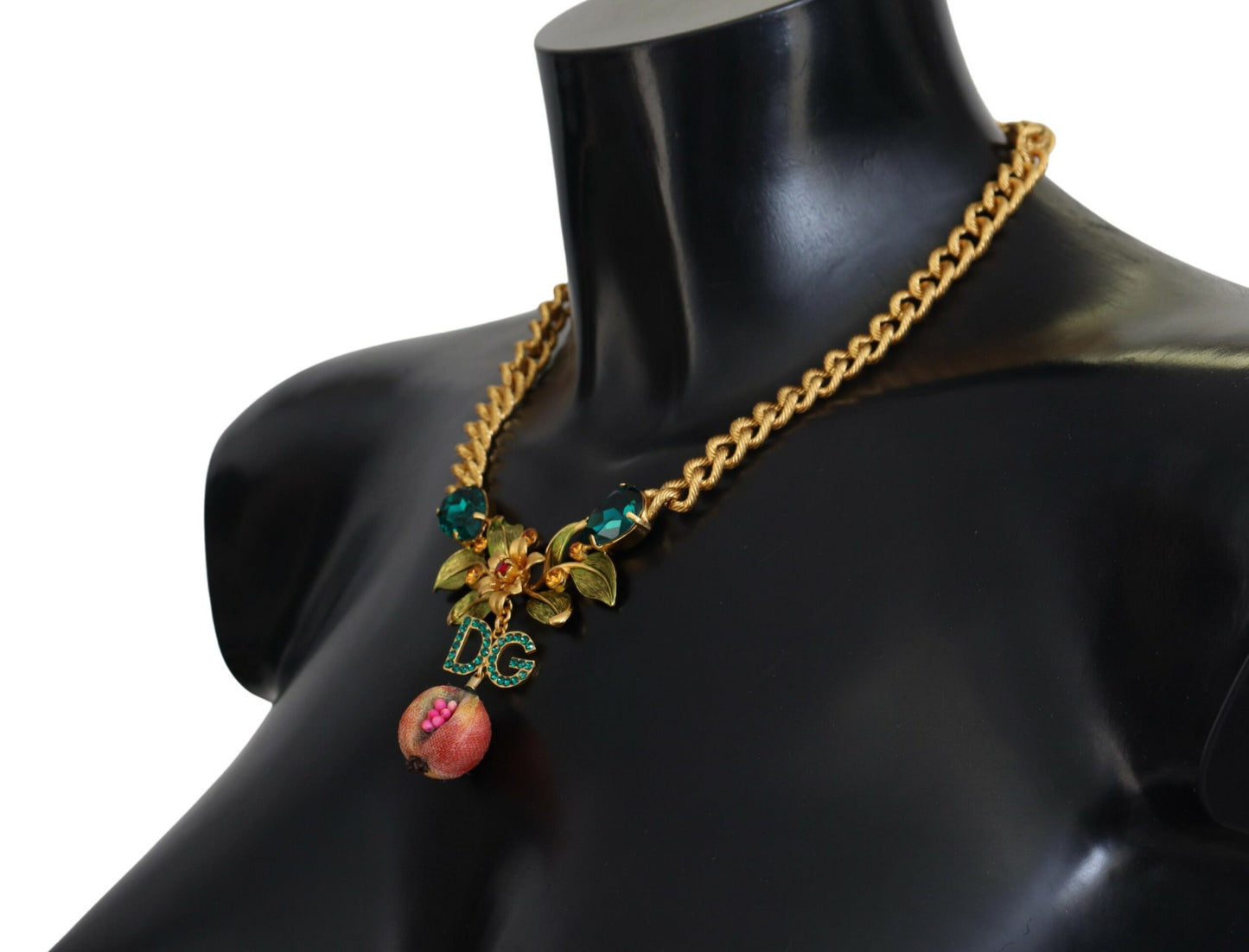 Dolce & Gabbana Elegante Goudkleurige Bloemen Fruit Ketting