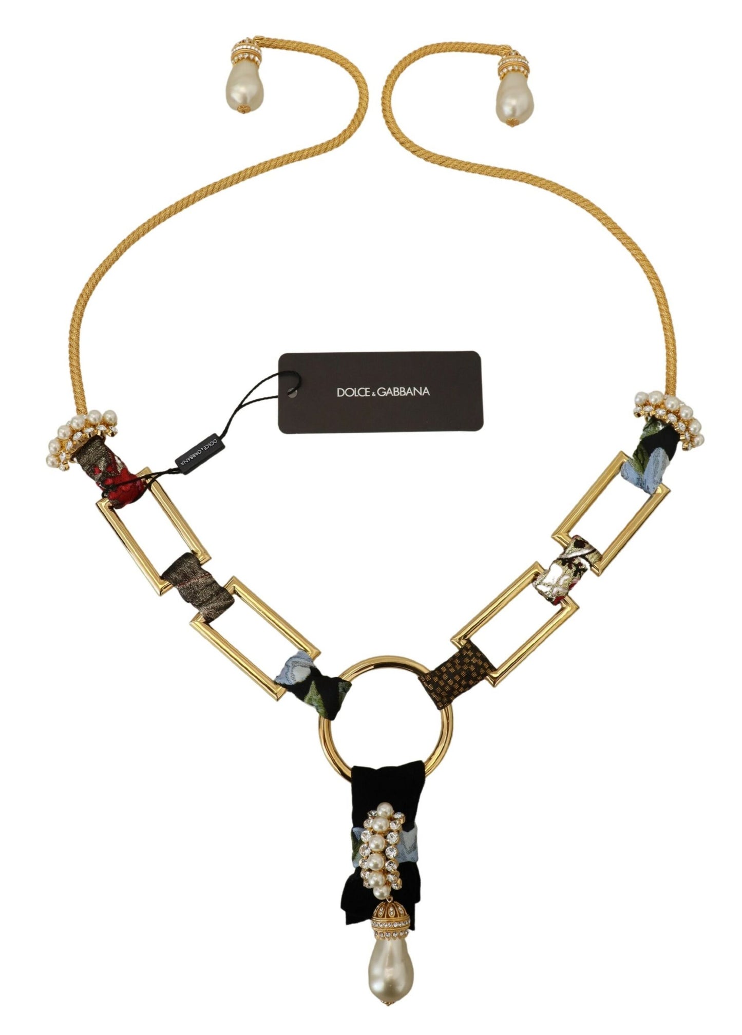 Dolce & Gabbana Elegante Gouden Messing Parel Statement Ketting