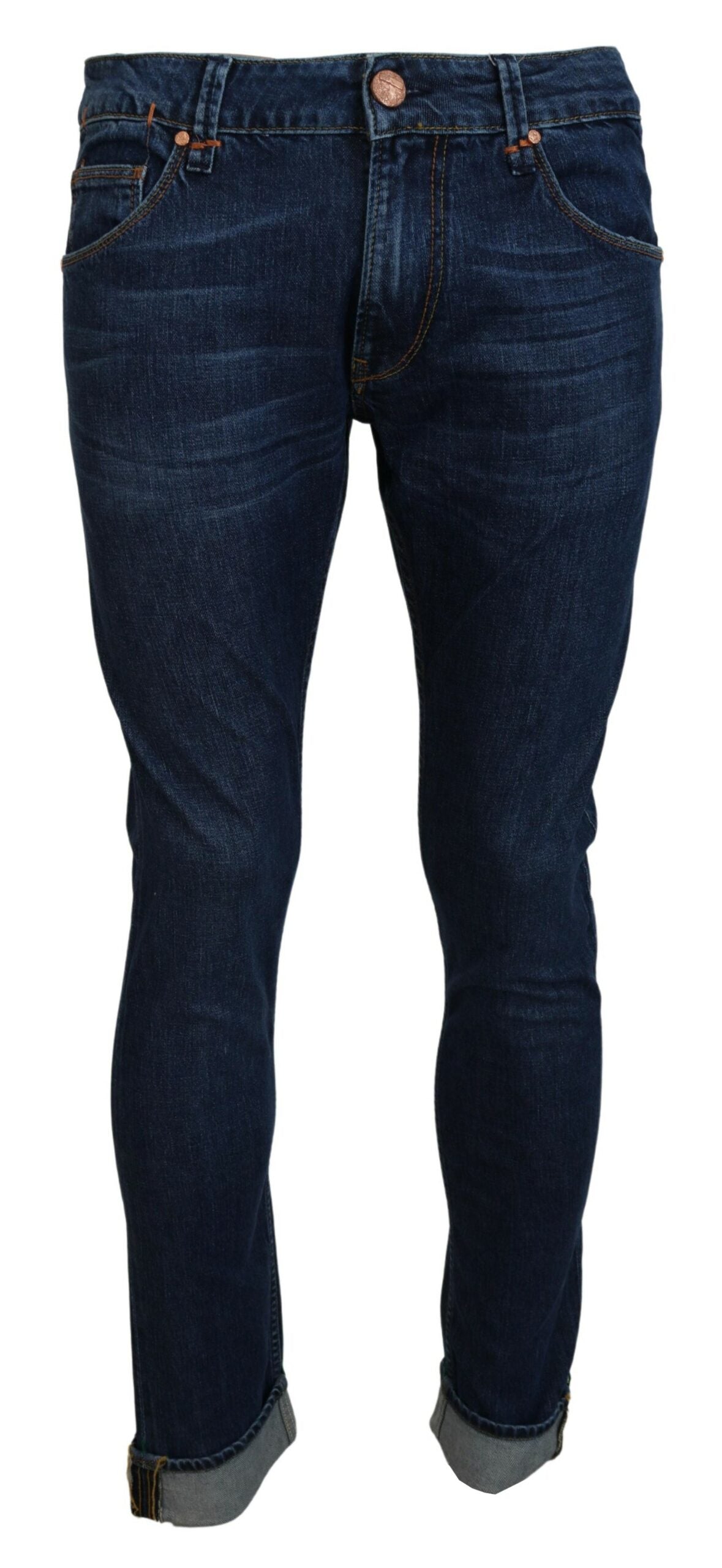 Acht Exquisite Tapered Italiaanse Denim in Blauw