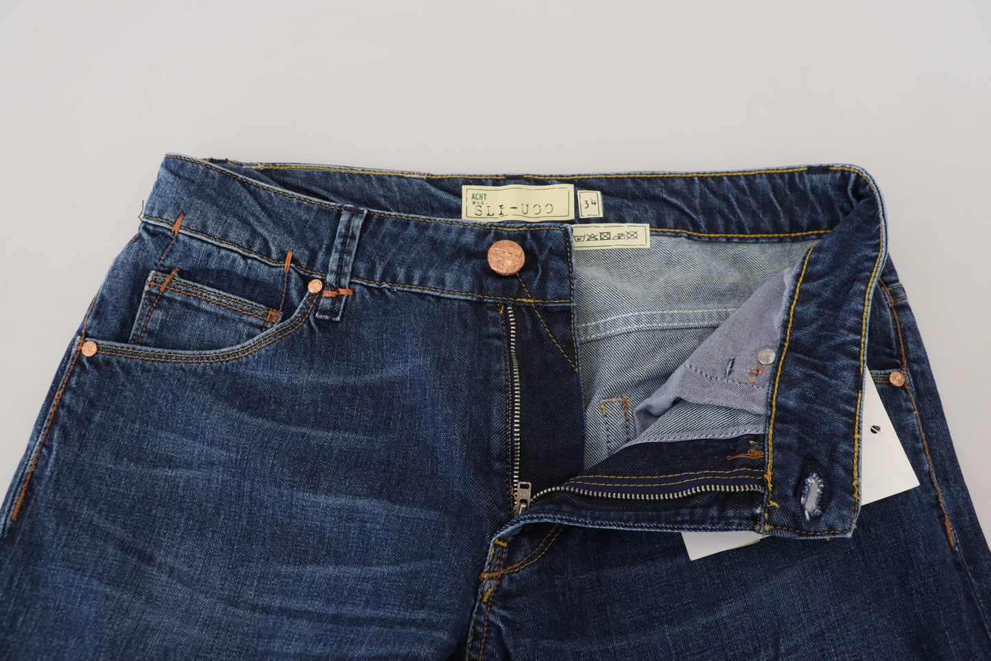 Acht Exquisite Tapered Italiaanse Denim in Blauw