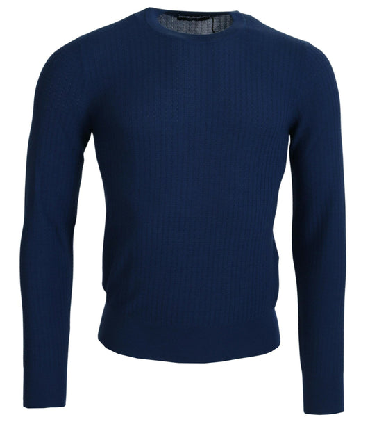 Dolce & Gabbana Elegante Blauwe Kasjmier-Zijde Heren Pullover