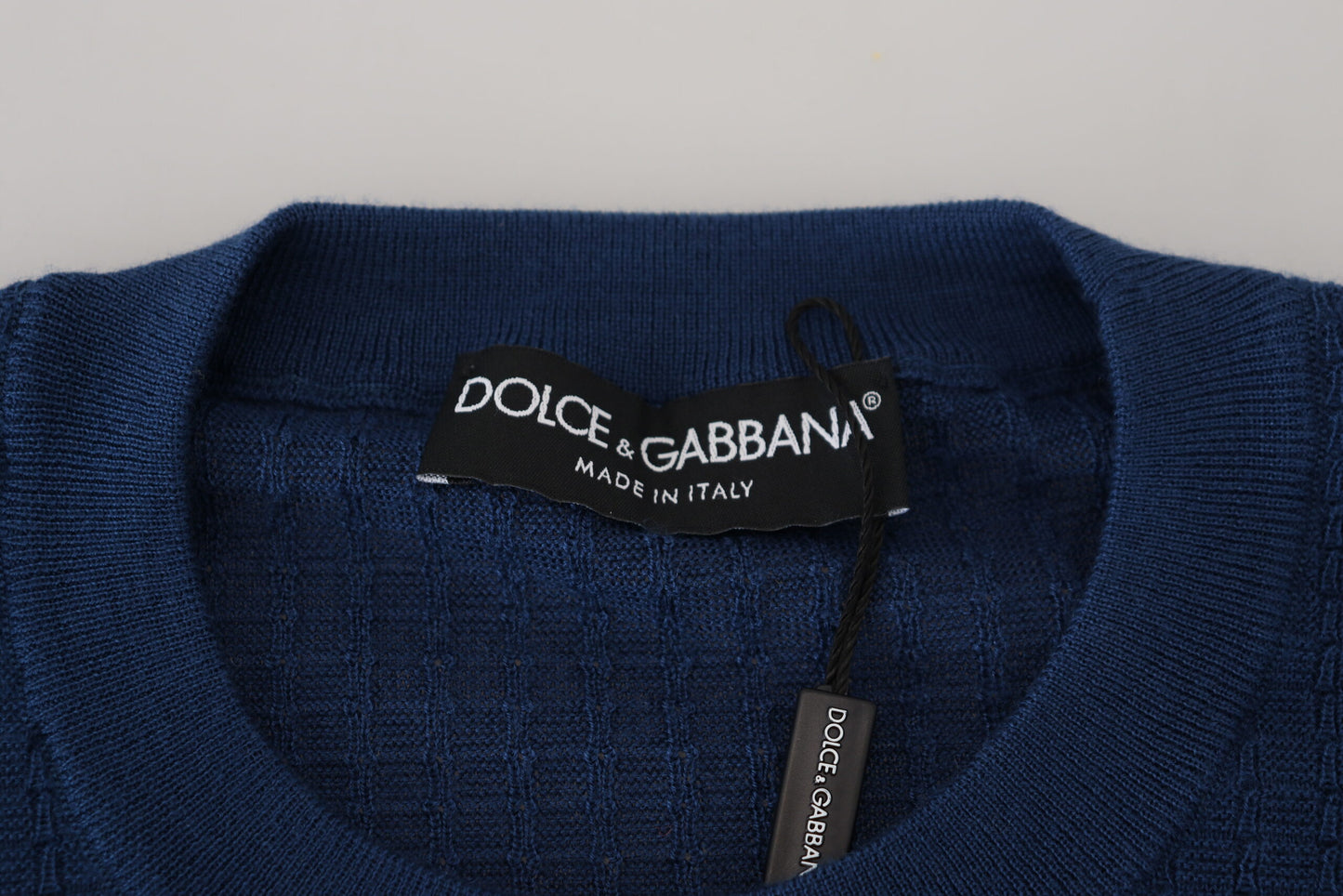 Dolce & Gabbana Elegante Blauwe Kasjmier-Zijde Heren Pullover