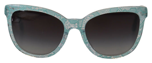 Dolce & Gabbana Elegante Blauwe Zonnebril Met Kantdetail