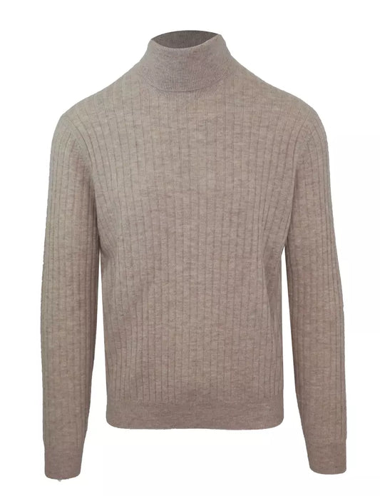 Malo Beige Kasjmier-Wol Mix Turtleneck Trui