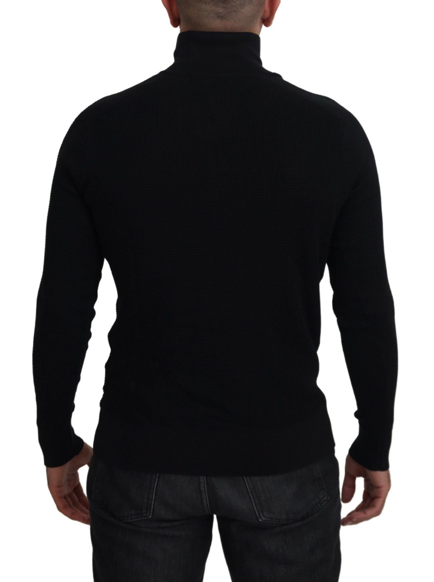 Dolce & Gabbana Elegante Zijde Blend Zwarte Pullover Trui