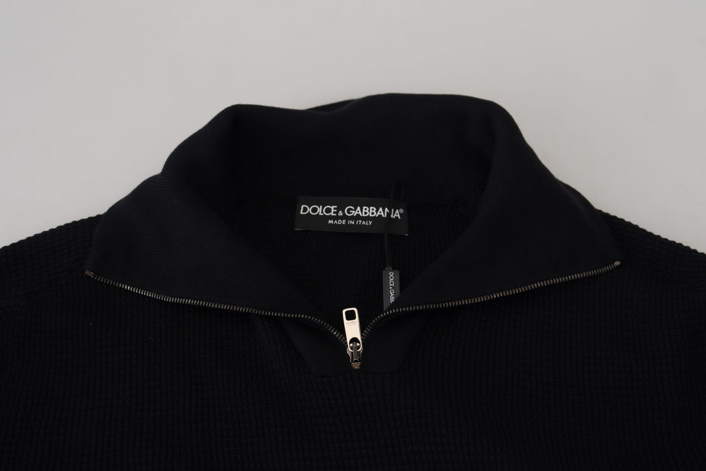 Dolce & Gabbana Elegante Zijde Blend Zwarte Pullover Trui