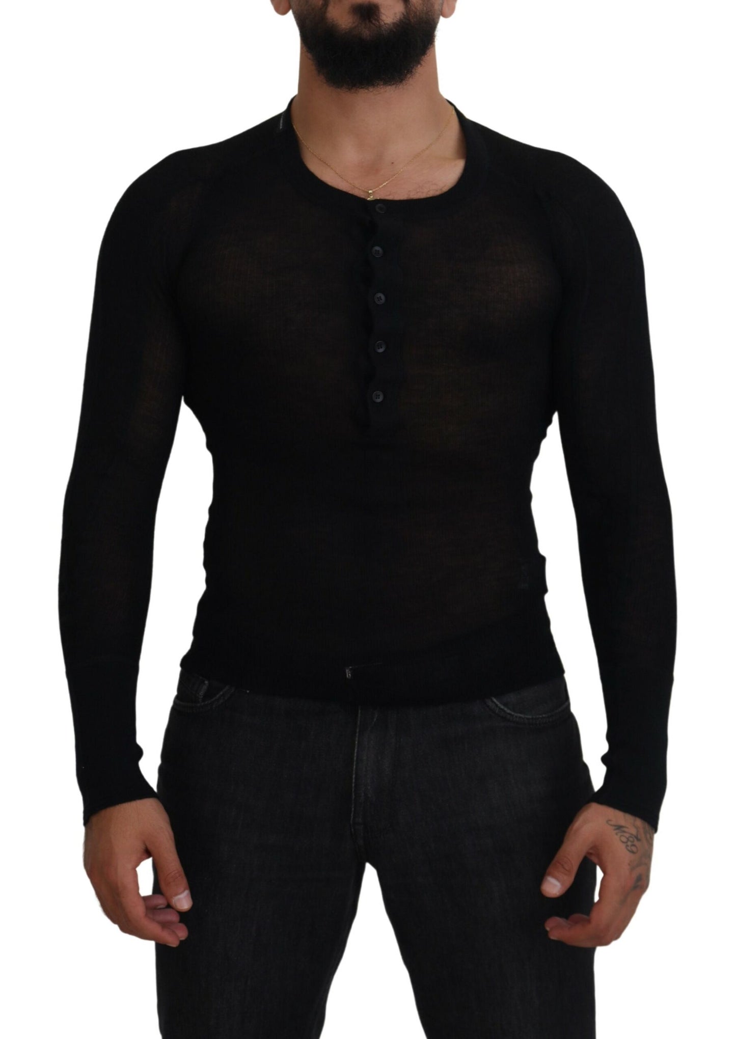 Dolce & Gabbana Elegante Zwarte Kasjmier Pullover Trui