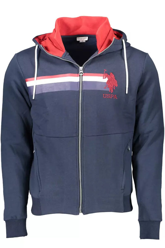 US POLO ASSN. Chic Blue Hooded Zip Sweatshirt - Geborduurd detail