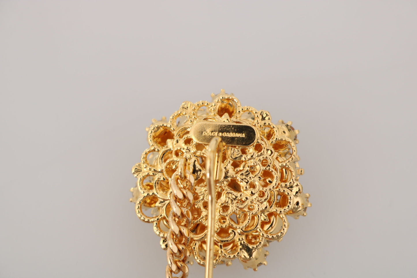 Dolce & Gabbana Exquise met kristal versierde gouden broche