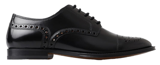 Dolce & Gabbana Elegante Zwarte Leren Oxford Wingtip Schoenen