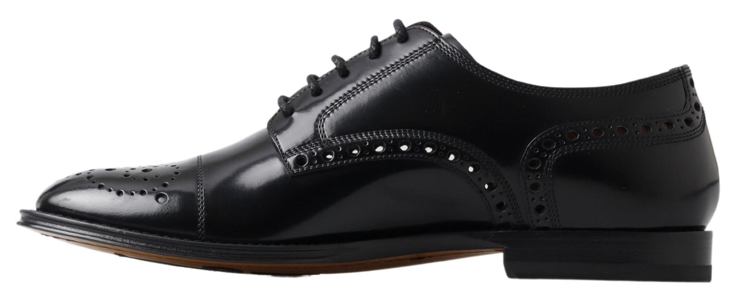 Dolce & Gabbana Elegant Black Leather Oxford Wingtip Shoes