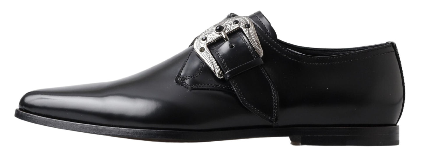 Dolce & Gabbana Elegante Zwarte Leren Monk Strap Schoenen