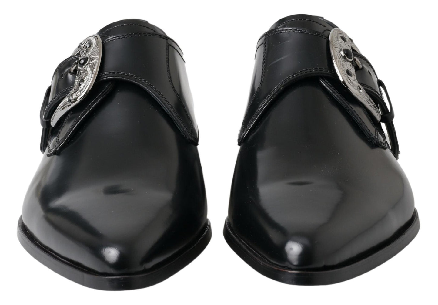 Dolce & Gabbana Elegante Zwarte Leren Monk Strap Schoenen