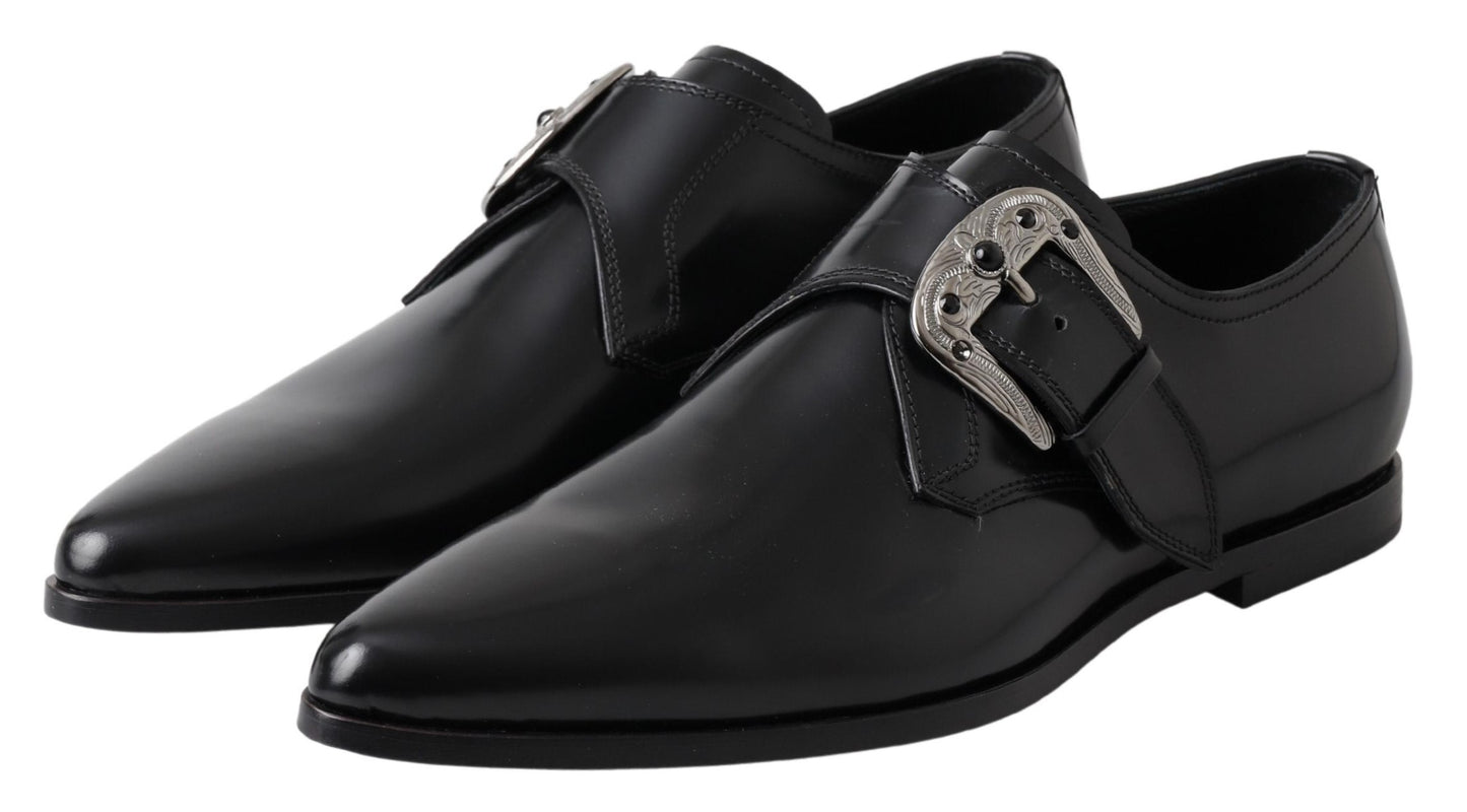 Dolce & Gabbana Elegante Zwarte Leren Monk Strap Schoenen