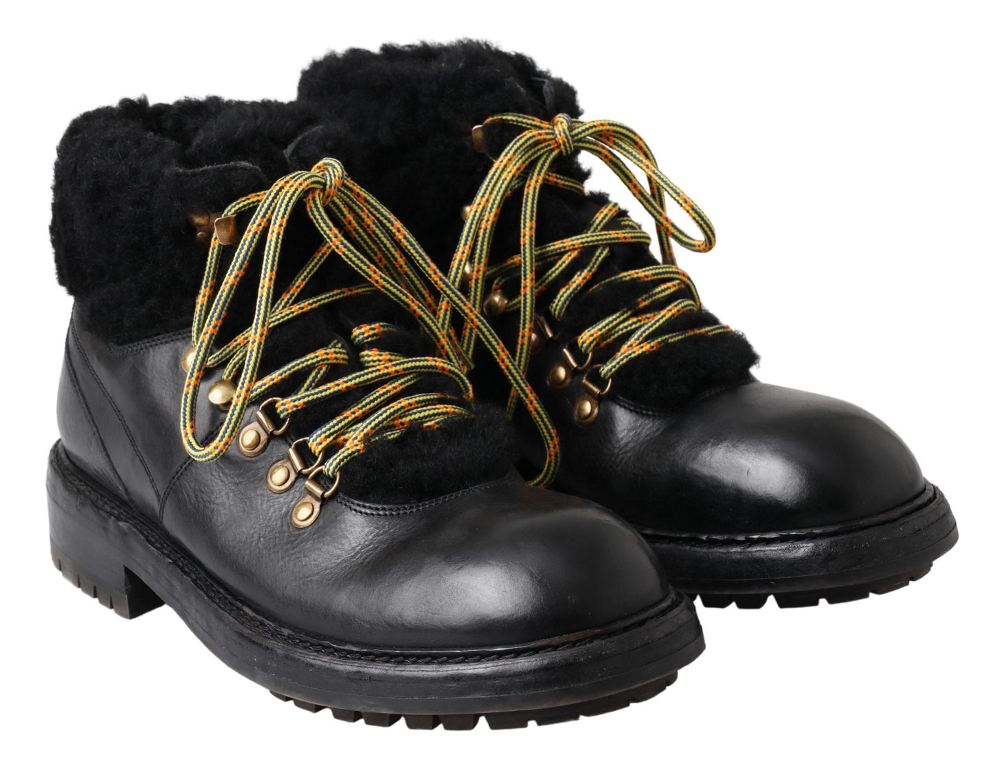 Dolce & Gabbana Elegante Leren Laarzen Voor Heren In Shearling Stijl