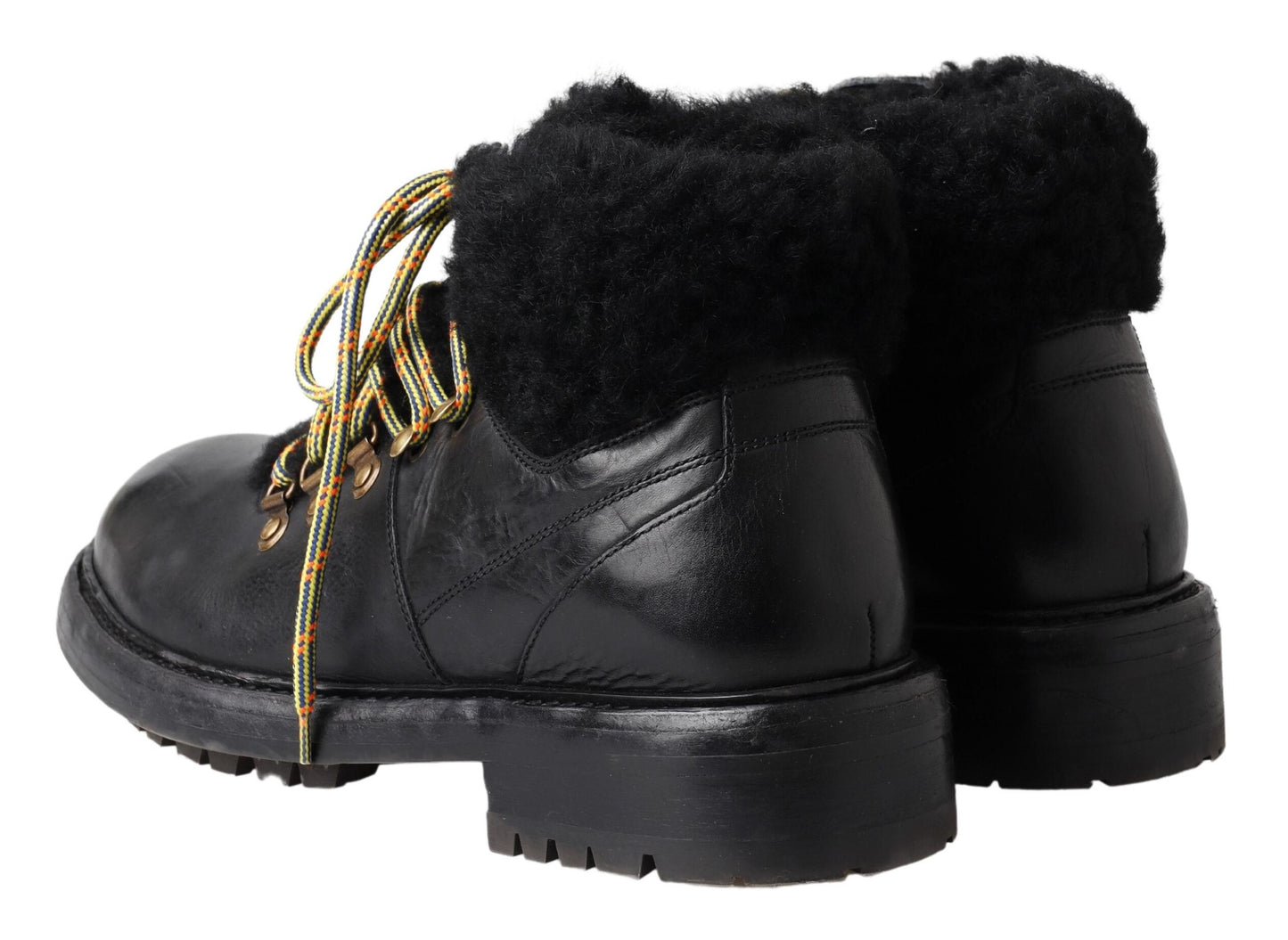 Dolce & Gabbana Elegante Leren Laarzen Voor Heren In Shearling Stijl