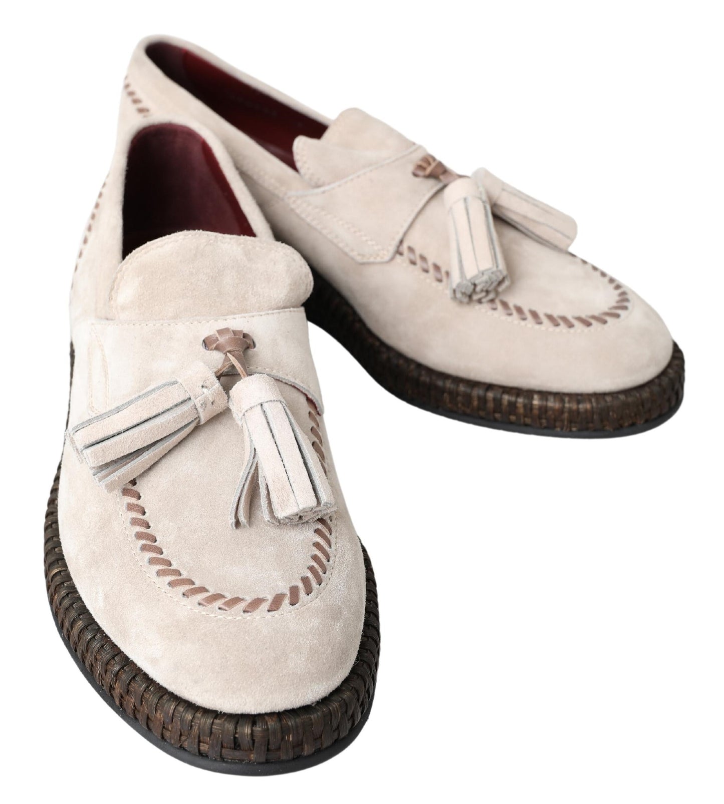 Dolce & Gabbana Elegante Ivoorkleurige Leren Espadrilles