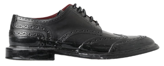 Dolce & Gabbana Elegante Zwarte Leren Derby Schoenen