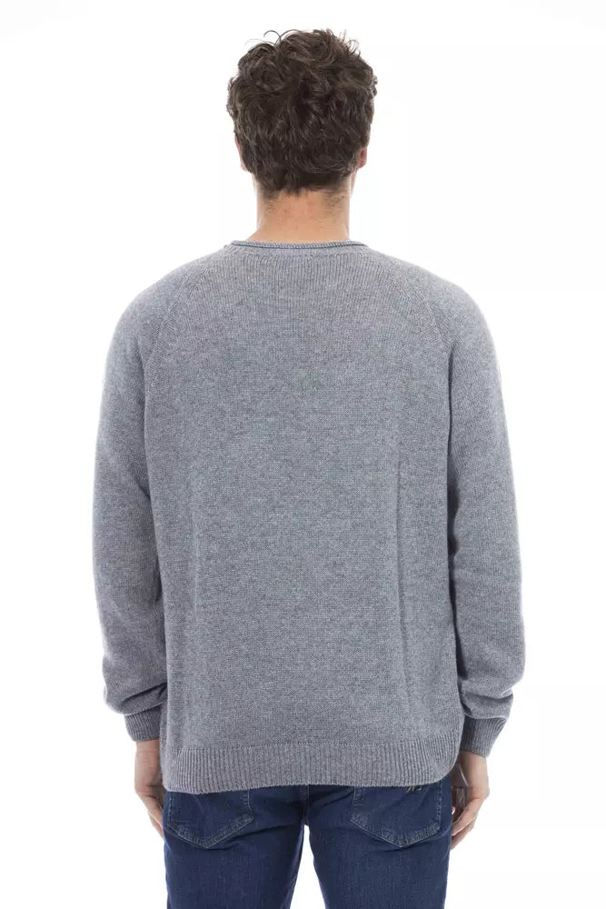 Alpha Studio Light Blue Viscose Men Sweater