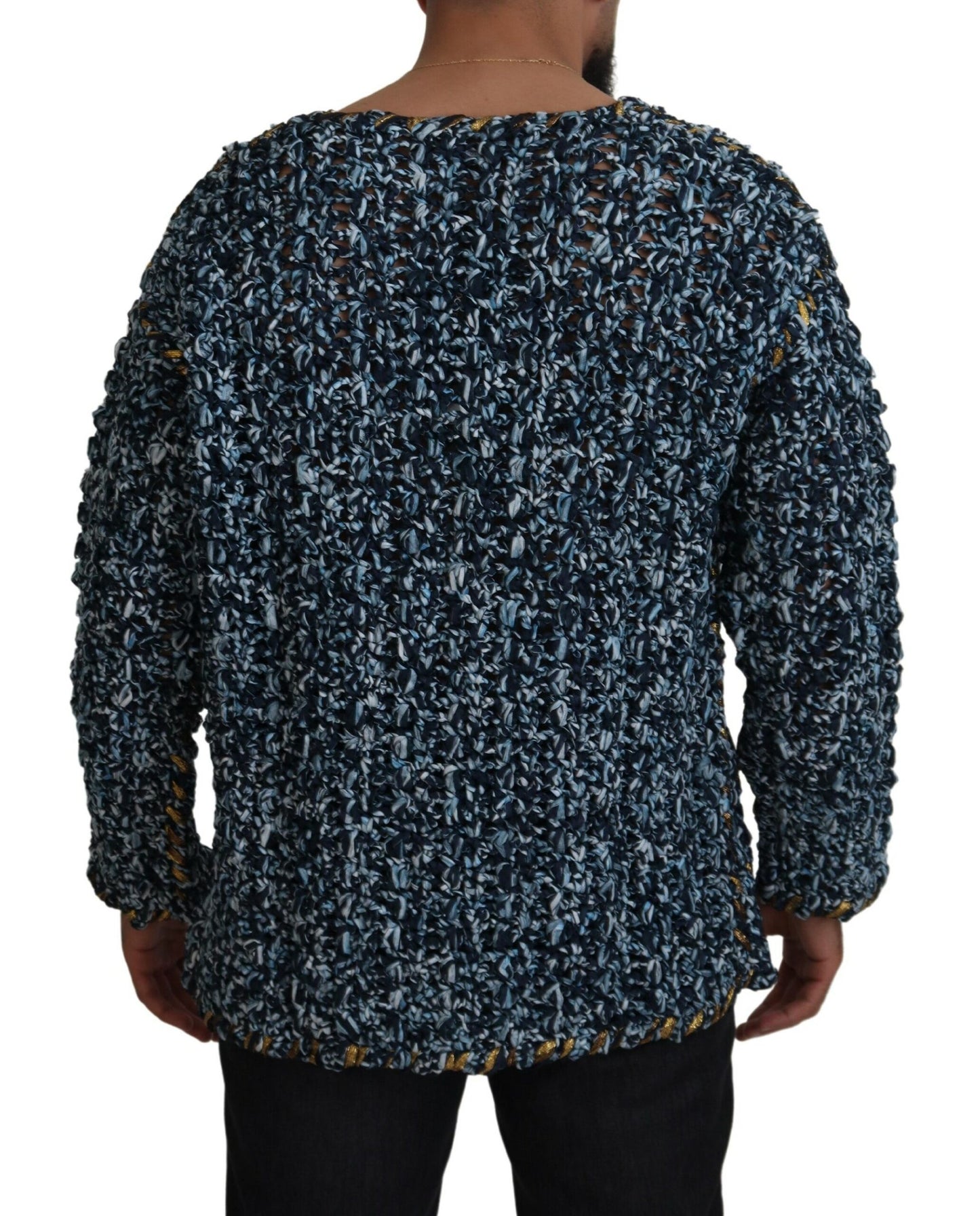 Dolce & Gabbana Elegante Blauwe V-hals Cardigan Trui