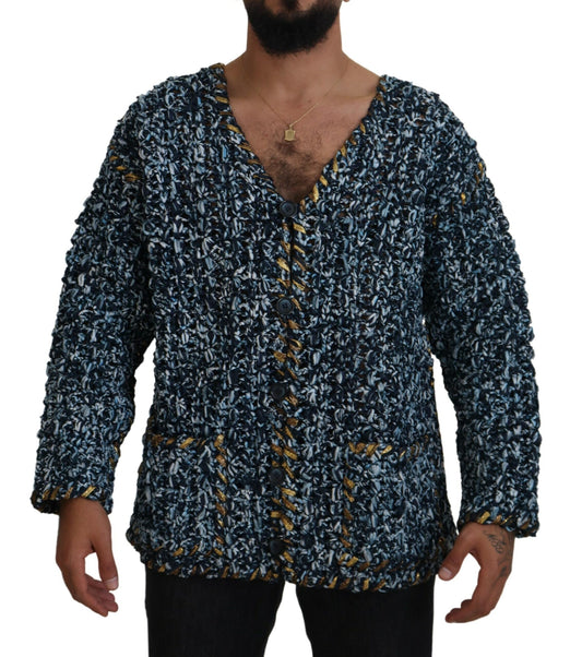 Dolce & Gabbana Elegante Blauwe V-hals Cardigan Trui