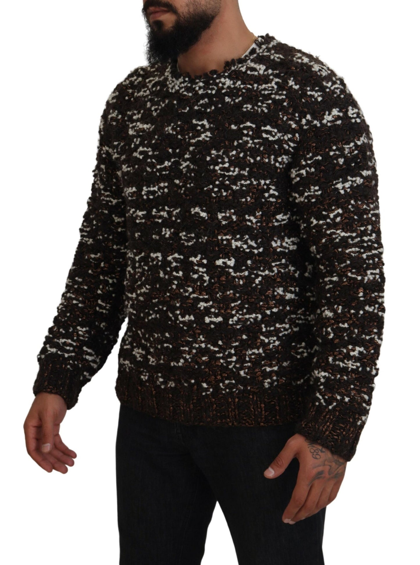 Dolce & Gabbana Elegante Bronzen Gebreide Pullover Trui