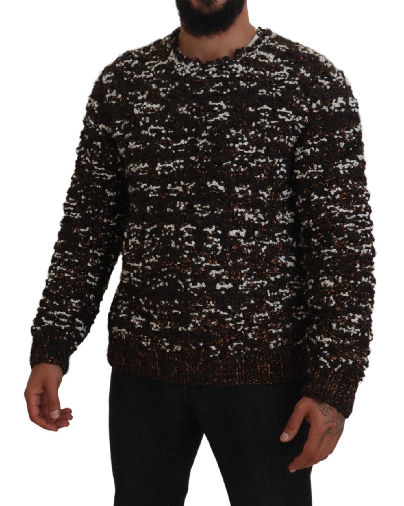 Dolce & Gabbana Elegante Bronzen Gebreide Pullover Trui