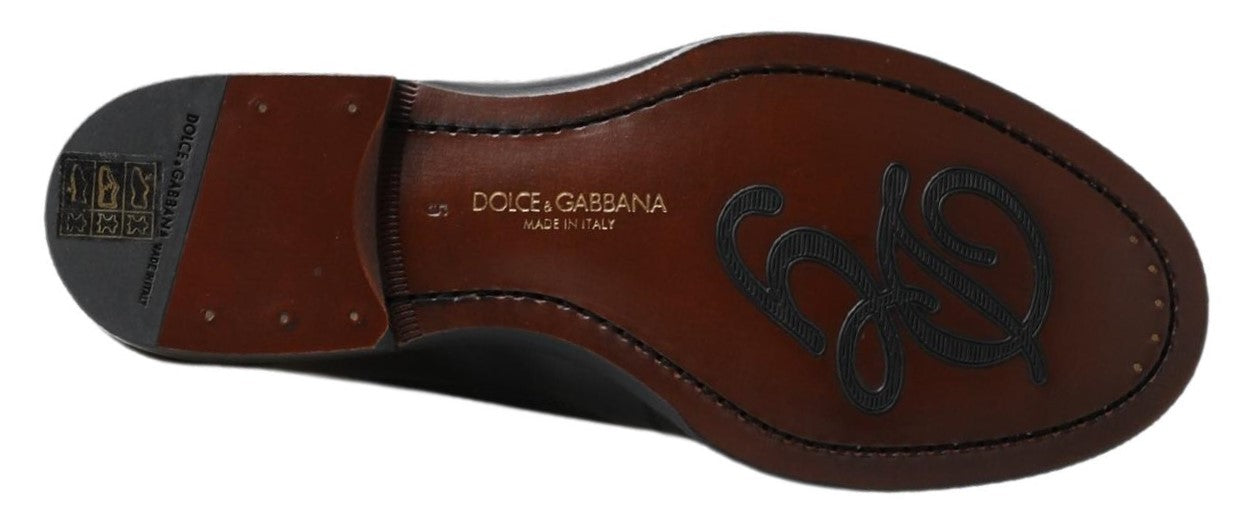 Dolce & Gabbana Elegante Zwarte Leren Pantoffels