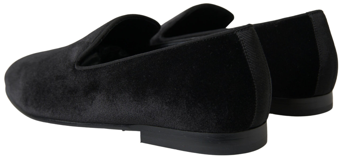 Dolce & Gabbana Elegante Fluwelen Zwarte Loafers voor Heren