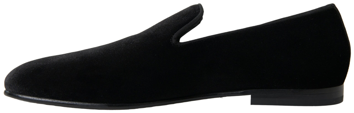 Dolce & Gabbana Elegante Fluwelen Zwarte Loafers voor Heren