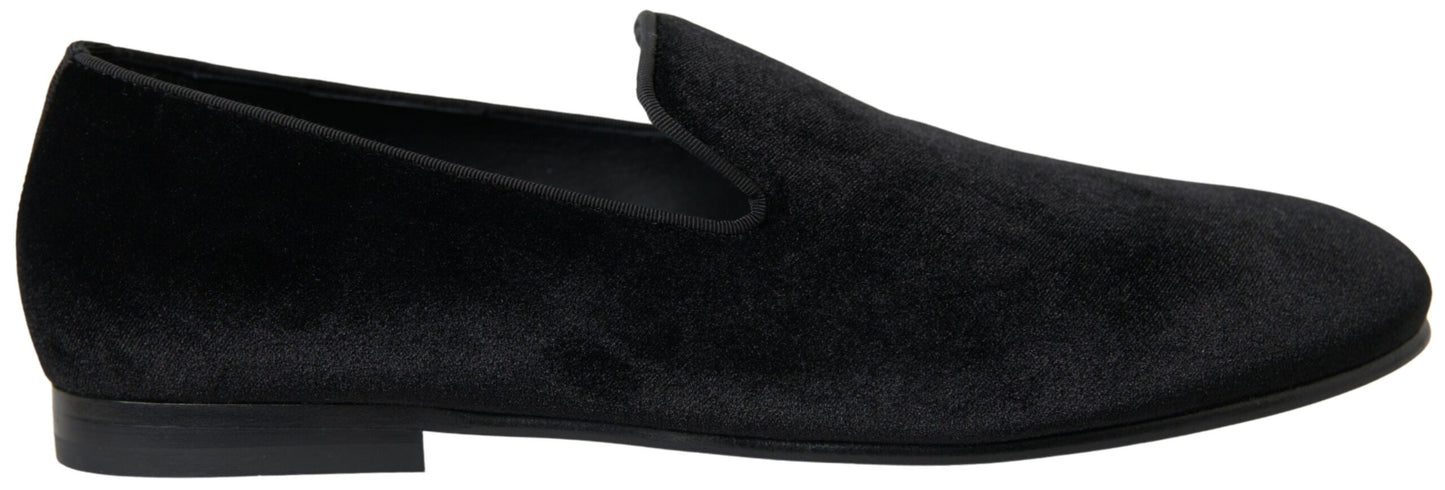 Dolce & Gabbana Elegante Fluwelen Zwarte Loafers voor Heren