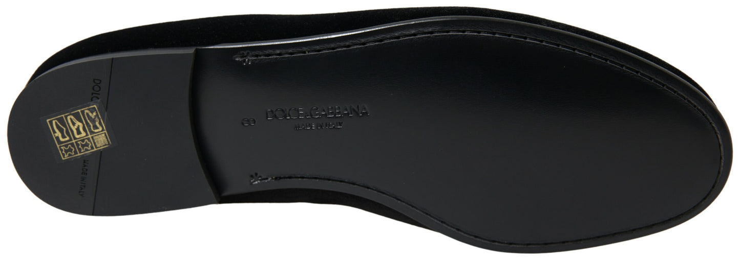 Dolce & Gabbana Elegante Fluwelen Zwarte Loafers voor Heren