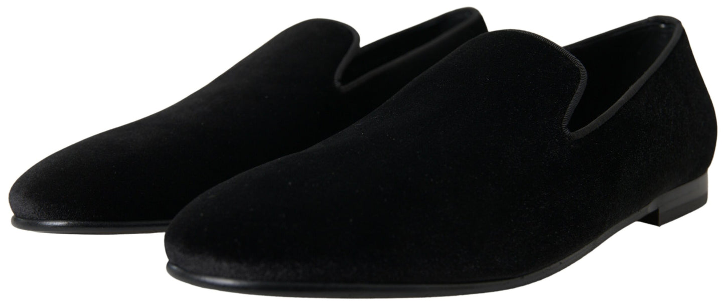 Dolce & Gabbana Elegante Fluwelen Zwarte Loafers voor Heren