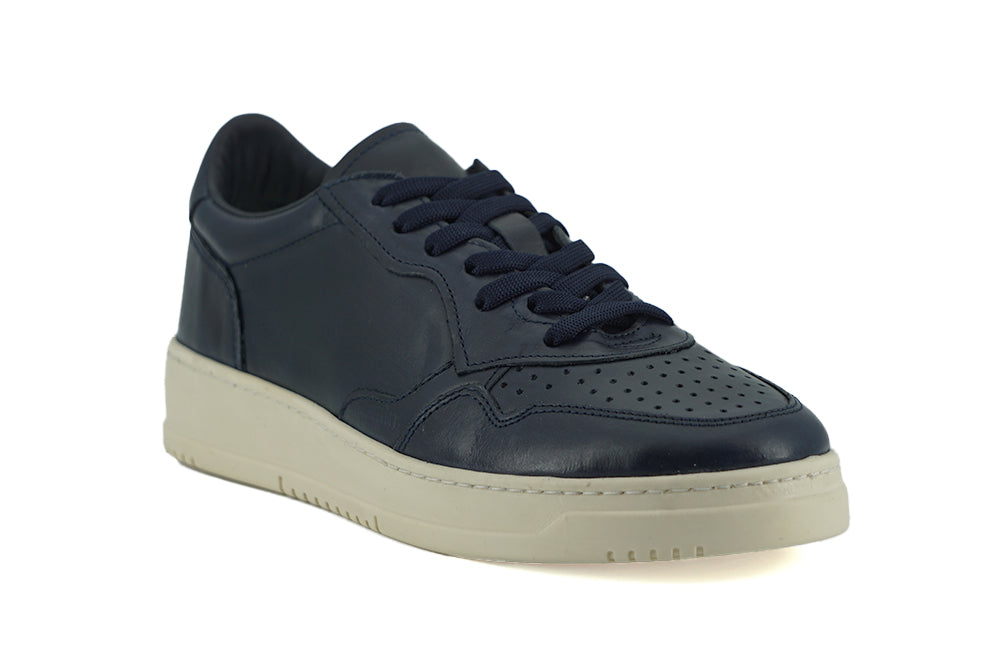 Saxone of Scotland Elegante marineblauwe leren sneakers