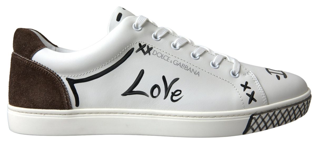 Dolce & Gabbana Strakke Witte Leren Casual Sneakers