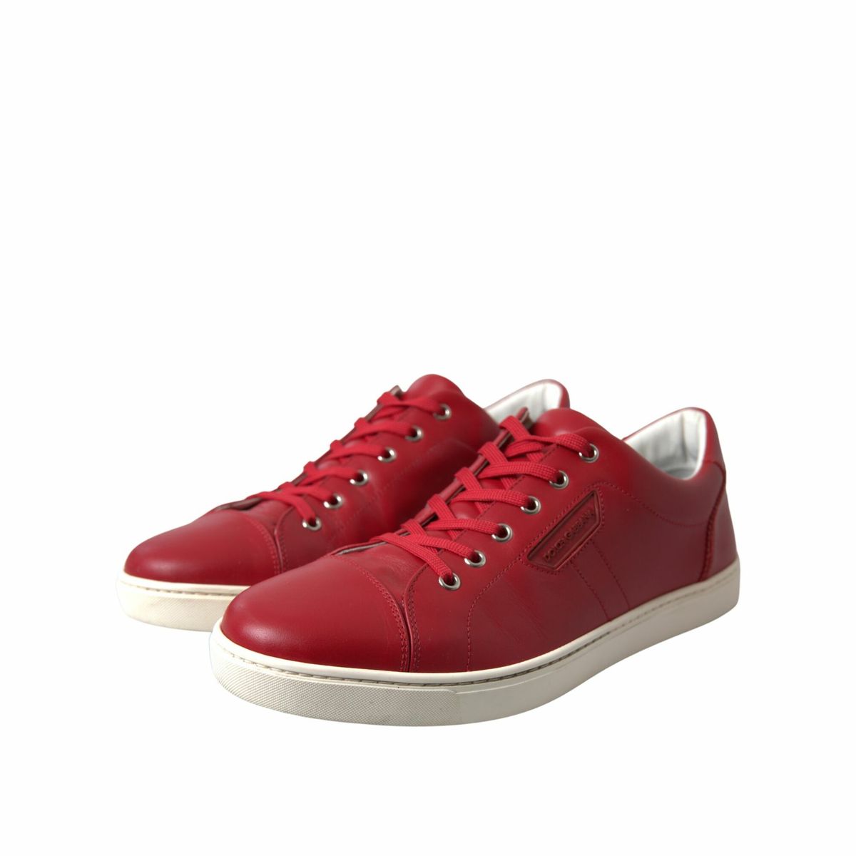 Dolce & Gabbana Elegante Rode Leren Lage Sneakers