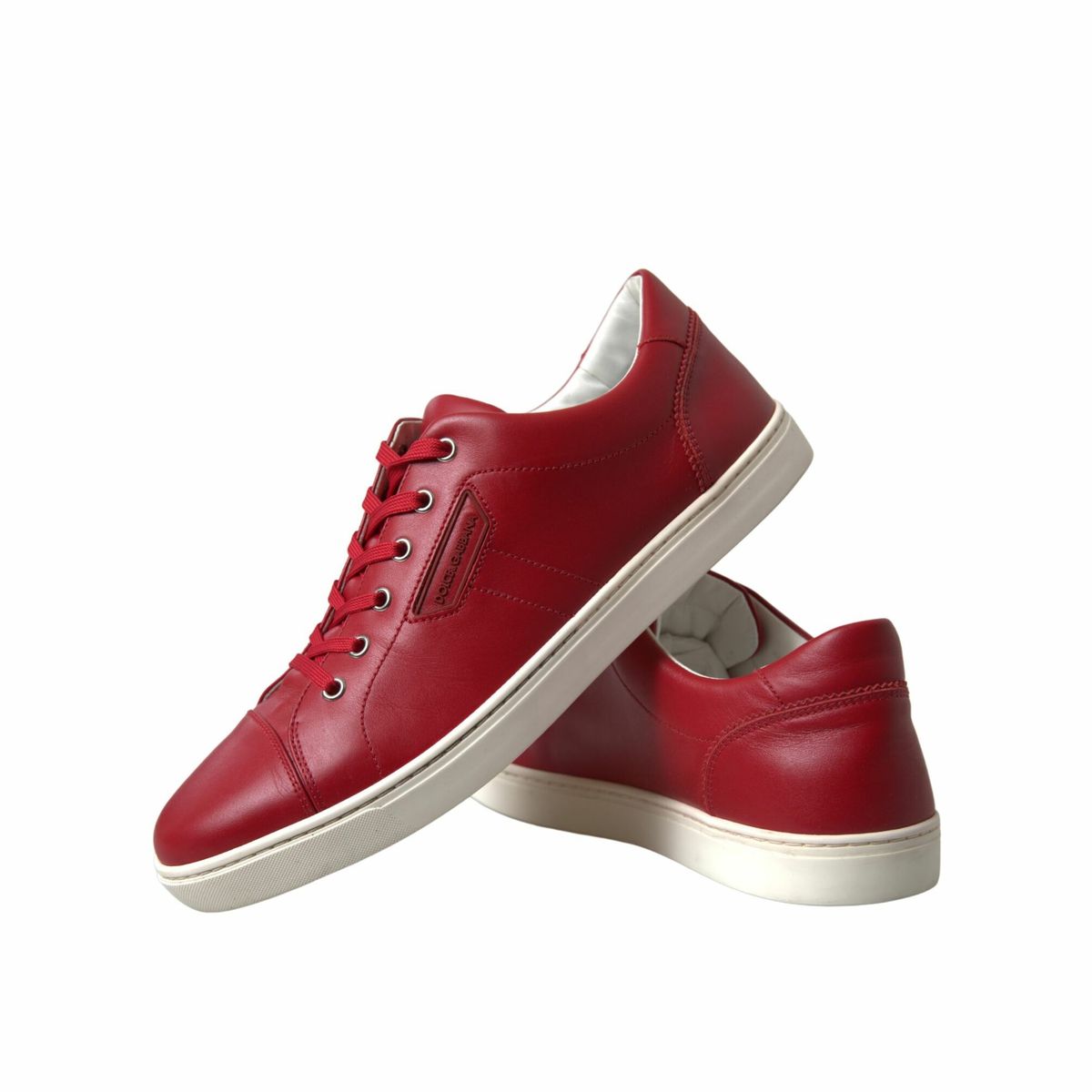 Dolce & Gabbana Elegante Rode Leren Lage Sneakers