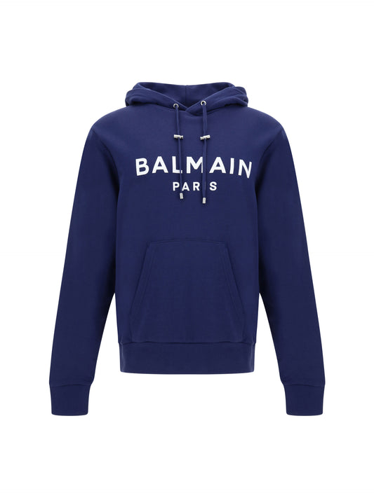 Balmain Elegante Marineblauwe Monogram Hoodie