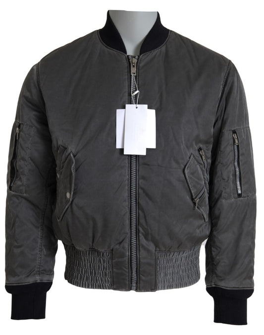 MM6 Maison Margiela Elegante Grijze Bomberjack Volledige Ritssluiting